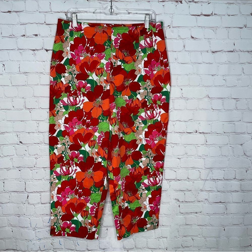 NEW WOMEN'S KATHY IRELAND PLUS FLORAL CAPRI PANTS SIZE 16